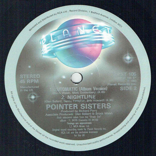 Pointer Sisters : Automatic (12", Die)