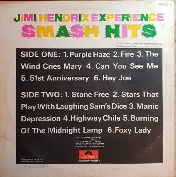 Jimi Hendrix Experience* : Smash Hits (LP, Comp, Club, RE)