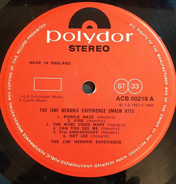 Jimi Hendrix Experience* : Smash Hits (LP, Comp, Club, RE)