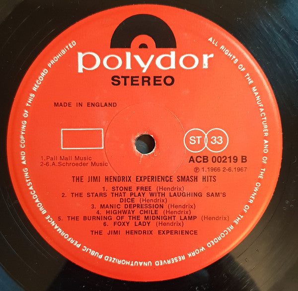 Jimi Hendrix Experience* : Smash Hits (LP, Comp, Club, RE)