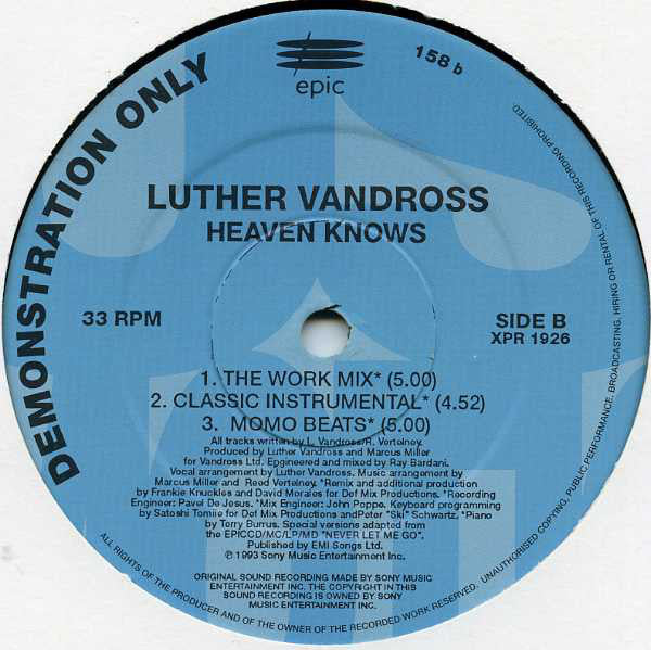 Luther Vandross : Heaven Knows (12", Promo)