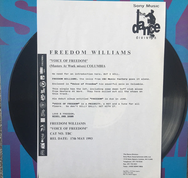 Freedom Williams : Voice Of Freedom (12", Promo)