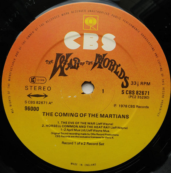 Jeff Wayne : Jeff Wayne's Musical Version Of The War Of The Worlds (2xLP, Album, Gat)