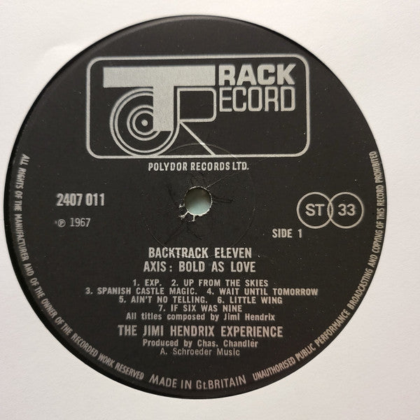 The Jimi Hendrix Experience : Axis: Bold As Love - BackTrack 11 (LP, Album, RE)