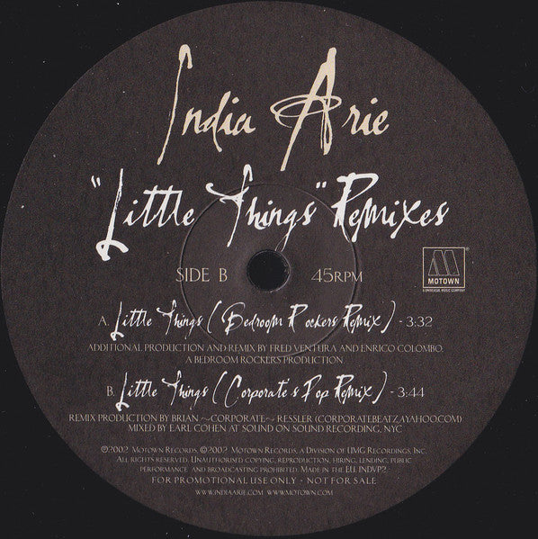 India.Arie : "Little Things" Remixes (12", Promo)
