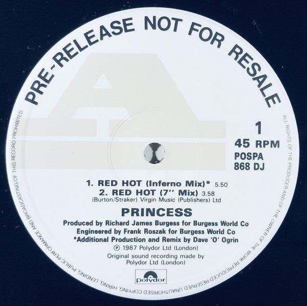 Princess : Red Hot (2x12", Ltd, Promo)