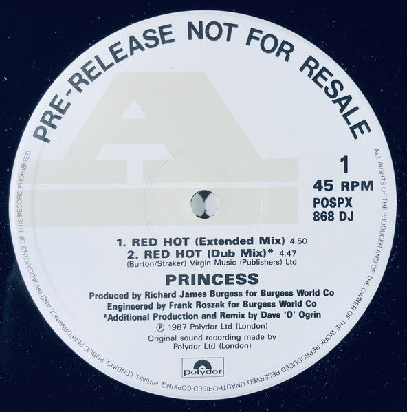 Princess : Red Hot (2x12", Ltd, Promo)