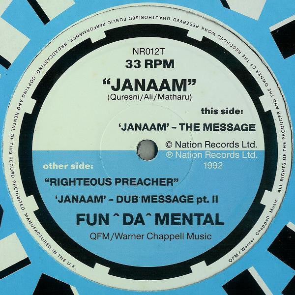 Fun-Da-Mental : Janaam / Righteous Preacher (12")