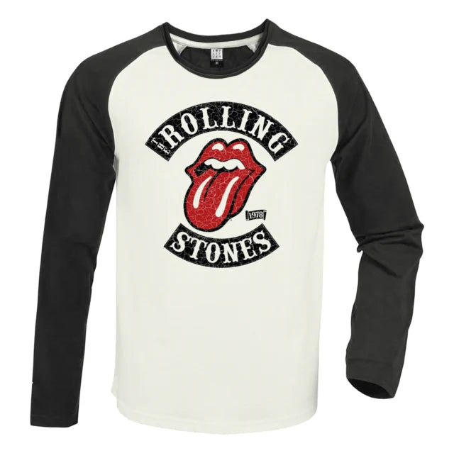 ROLLING STONES - Rolling Stones 1978 Tour Vintage White / Charcoal Medium Baseball Jersey
