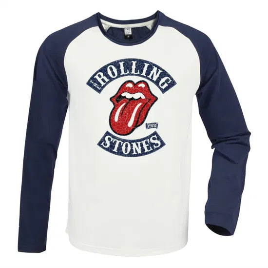 ROLLING STONES - Rolling Stones 1978 Tour Vintage White / Navy Large Baseball Jersey