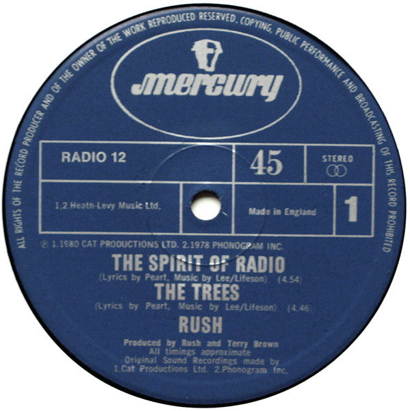 Rush : Spirit Of Radio (12", Single)
