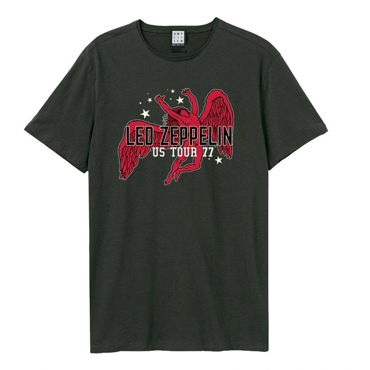 LED ZEPPELIN - Led Zeppelin - Us Tour 77 (Icarus) Amplified Vintage Charcoal X Large T-Shirt