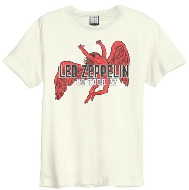 LED ZEPPELIN - Led Zeppelin US Tour 77 (Icarus) Amplified Vintage White X Large T Shirt