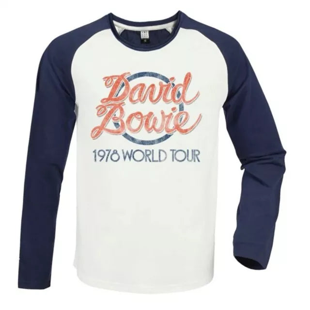 DAVID BOWIE - David Bowie 1978 World Tour Vintage White / Navy X Large Baseball Jersey