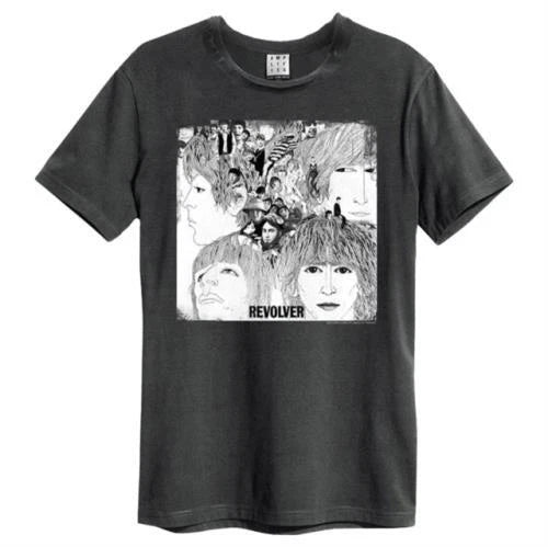 THE BEATLES -The Beatles Revolver Amplified Vintage Charcoal Medium T Shirt