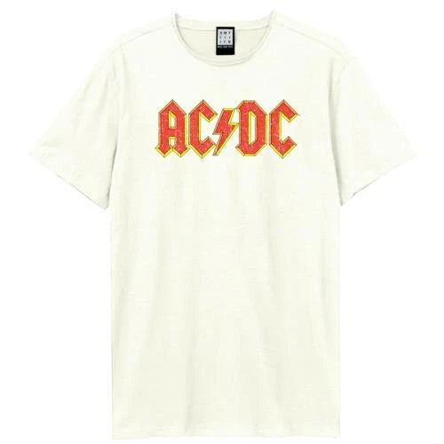 AC/DC - AC/DC Logo Amplified Vintage White Small T Shirt