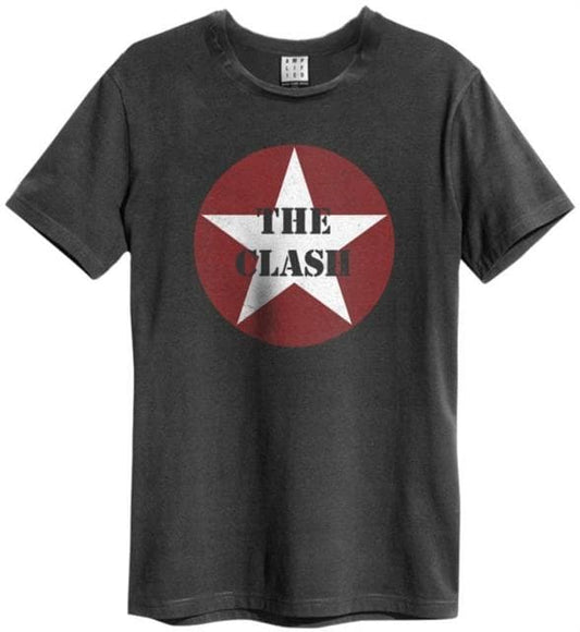 THE CLASH - Clash Star Logo Amplified Vintage Charcoal Small T Shirt