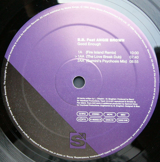 B.B. Feat Angie Brown : Good Enough (Farley & Heller + Gemini Mixes) (12")