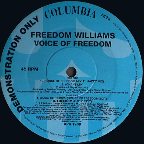 Freedom Williams : Voice Of Freedom (12", Promo)
