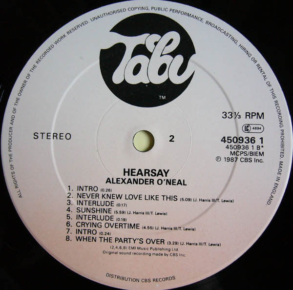 Alexander O'Neal : Hearsay (LP, Album)