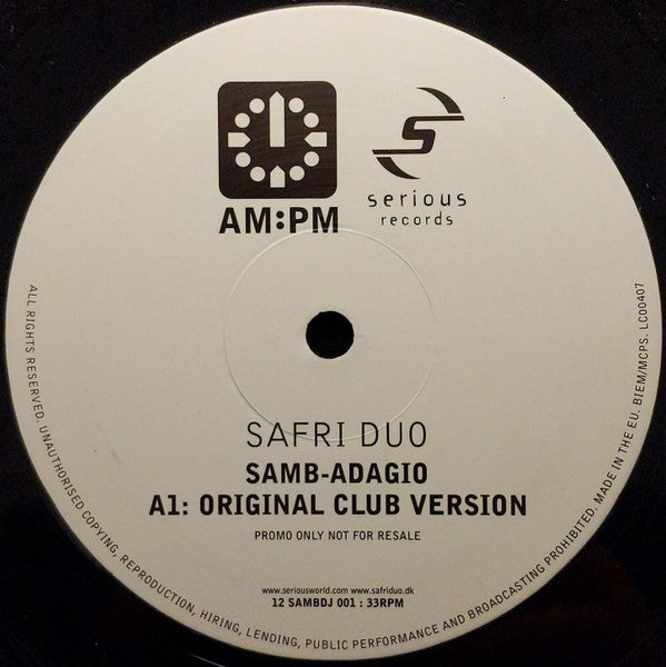 Safri Duo : Samb-Adagio (12", Promo)