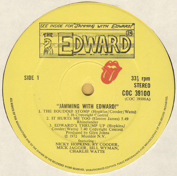 Nicky Hopkins, Ry Cooder, Mick Jagger, Bill Wyman, Charlie Watts : Jamming With Edward! (LP, Album)