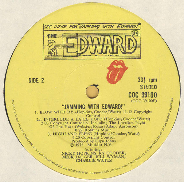 Nicky Hopkins, Ry Cooder, Mick Jagger, Bill Wyman, Charlie Watts : Jamming With Edward! (LP, Album)