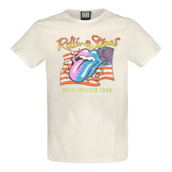 ROLLING STONES - Rolling Stones - Steel Wheels Amplified X Large Vintage White T Shirt