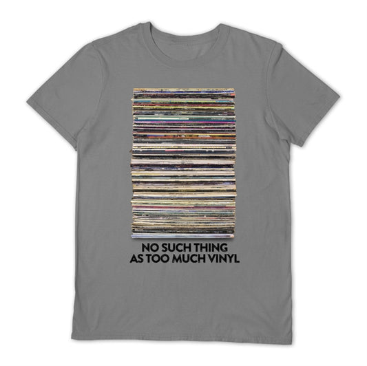 VINYL JUNKIE - Too Much Vinyl Grey Small T Shirt