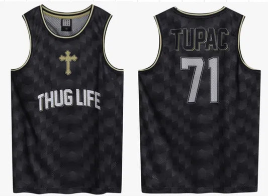 TUPAC - Tupac Thug Life Black Basketball Jersey X Large