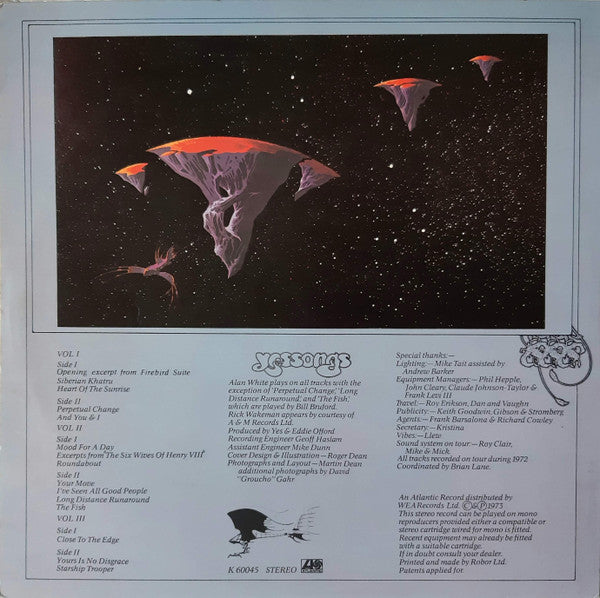 Yes : Yessongs (3xLP, Album, "Bl)