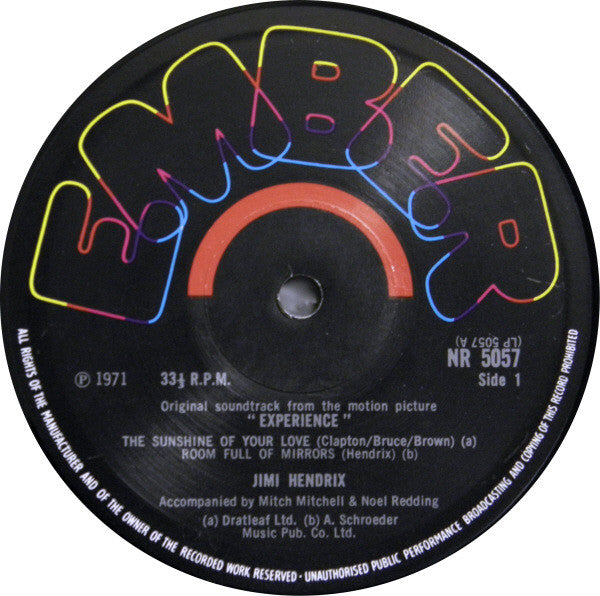 Jimi Hendrix : Original Sound Track 'Experience' (LP, Album, Gat)