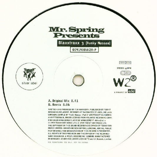 Mr. Spring : Blaxxtraxx 3 (Funky Nassau) (12", Promo)