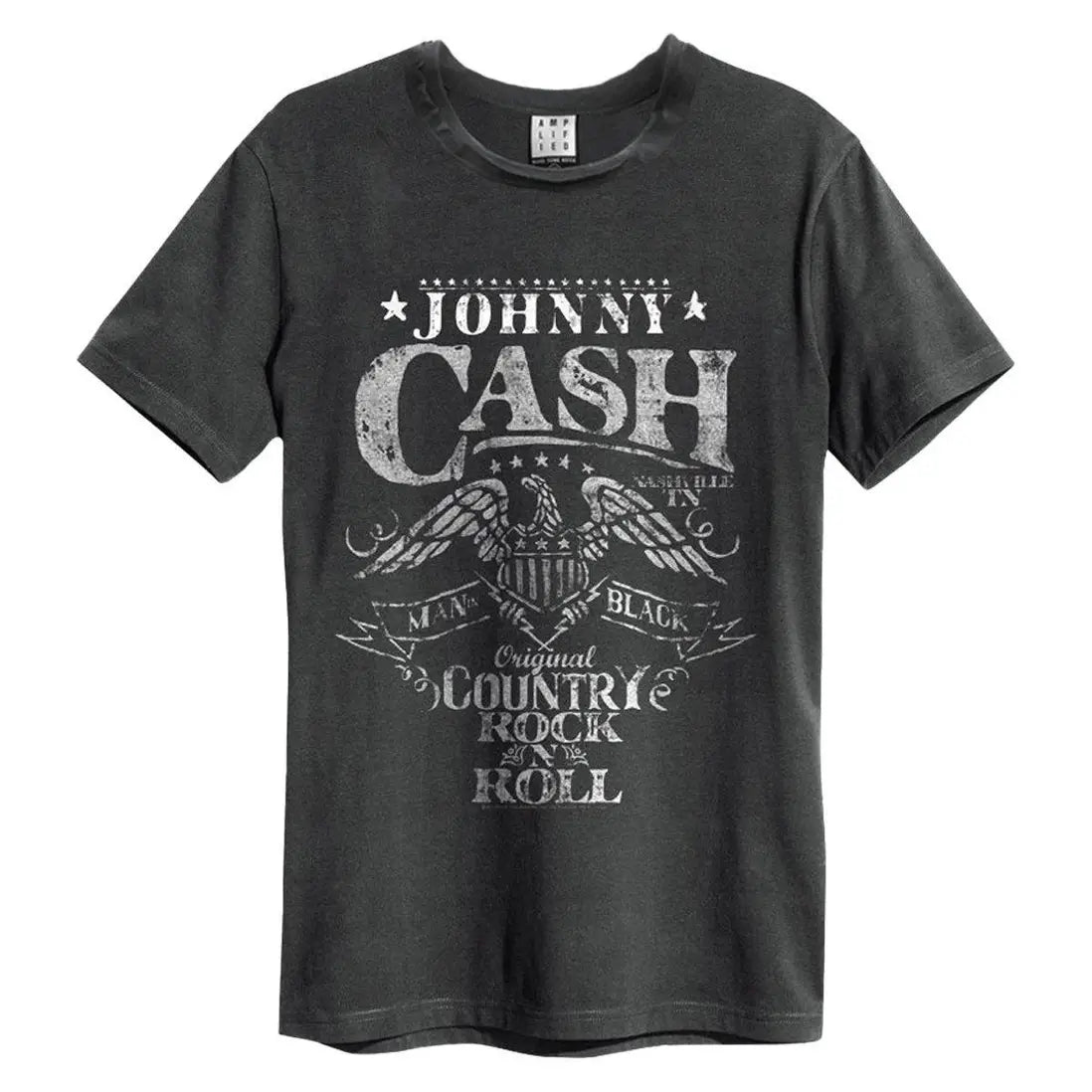 JOHNNY CASH - Johnny Cash Eagle Amplified Vintage Charcoal X Large T Shirt