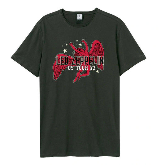LED ZEPPELIN - Led Zeppelin - Us Tour 77 (Icarus) Amplified Vintage Charcoal X Large T-Shirt