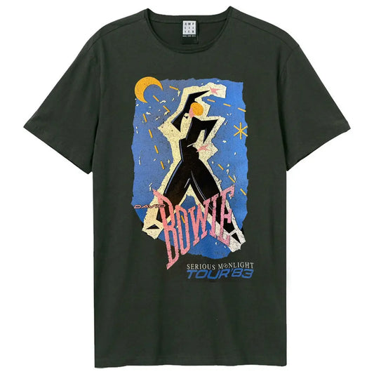 DAVID BOWIE - David Bowie - Serious Moonlight Amplified Large Vintage Charcoal T Shirt