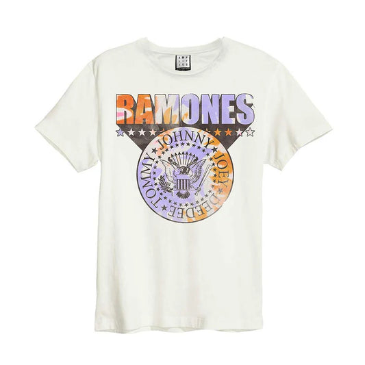 RAMONES - Ramones - Tie Dye Shield Amplified Vintage White X Large T Shirt