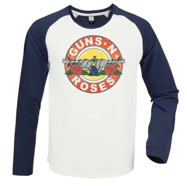 GUNS N ROSES - Guns N Roses Vintage Bullet Vintage White / Navy Medium Baseball Jersey