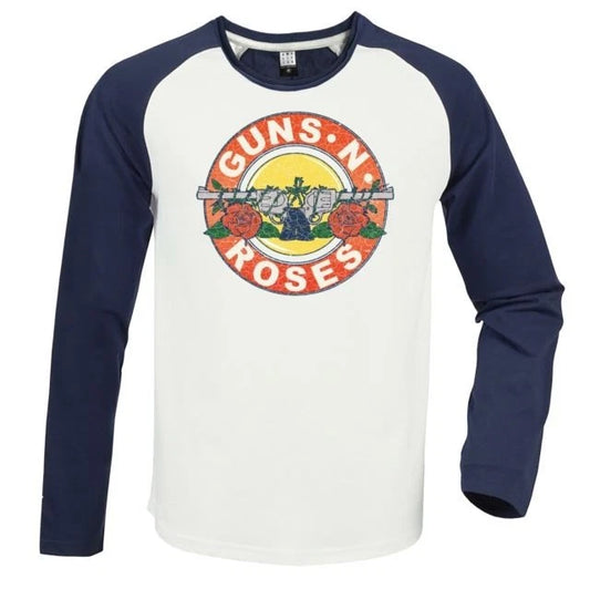 GUNS N ROSES - Guns N Roses Vintage Bullet Vintage White / Navy Medium Baseball Jersey