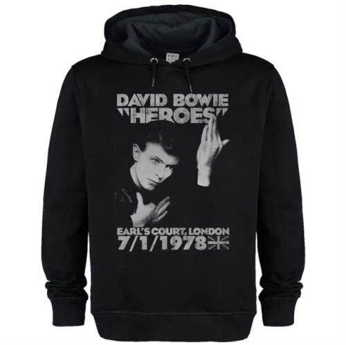 DAVID BOWIE - David Bowie Heroes Amplified Black Large Hoodie Sweatshirt