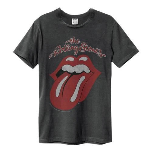 ROLLING STONES - Rolling Stones Vintage Tongue Amplified Vintage Charcoal Large T Shirt