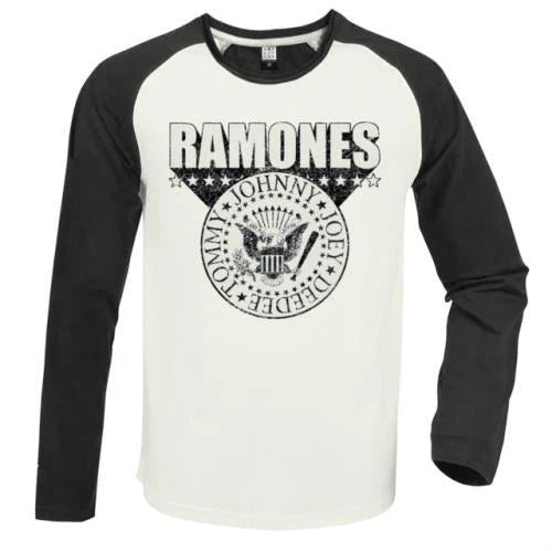 RAMONES - Ramones 3D Crest Vintage White / Charcoal Large Baseball Jersey