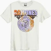 RAMONES - Ramones - Tie Dye Shield Amplified Vintage White Large T Shirt